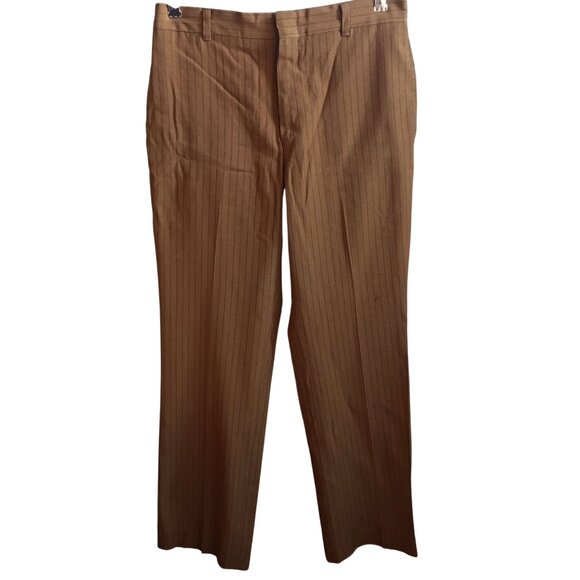 29x29 Men's Vintage 70's Levi's Pants STA-PREST Brown Pinstripe Dress Trousers - Picture 1 of 6